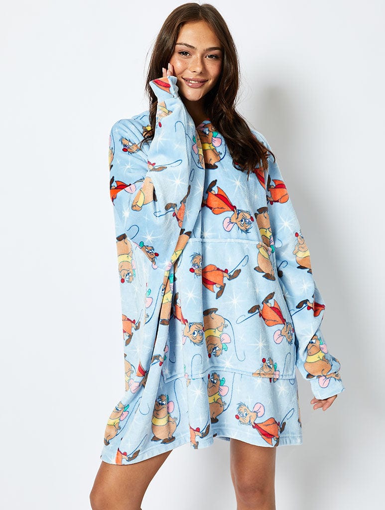 DISNEY JAQ AND GUS BLANKET HOODIE IN BLUE