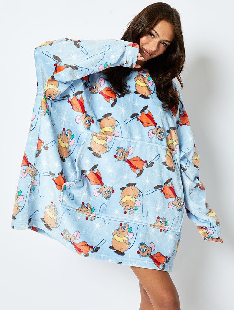 DISNEY JAQ AND GUS BLANKET HOODIE IN BLUE