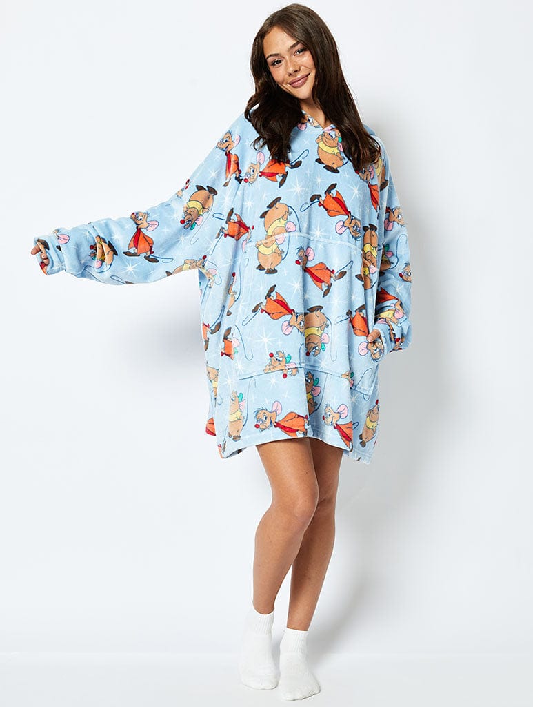 DISNEY JAQ AND GUS BLANKET HOODIE IN BLUE