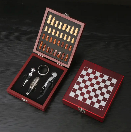 Deluxe Wooden Chess Set with Seahorse Beer Bottle Opener