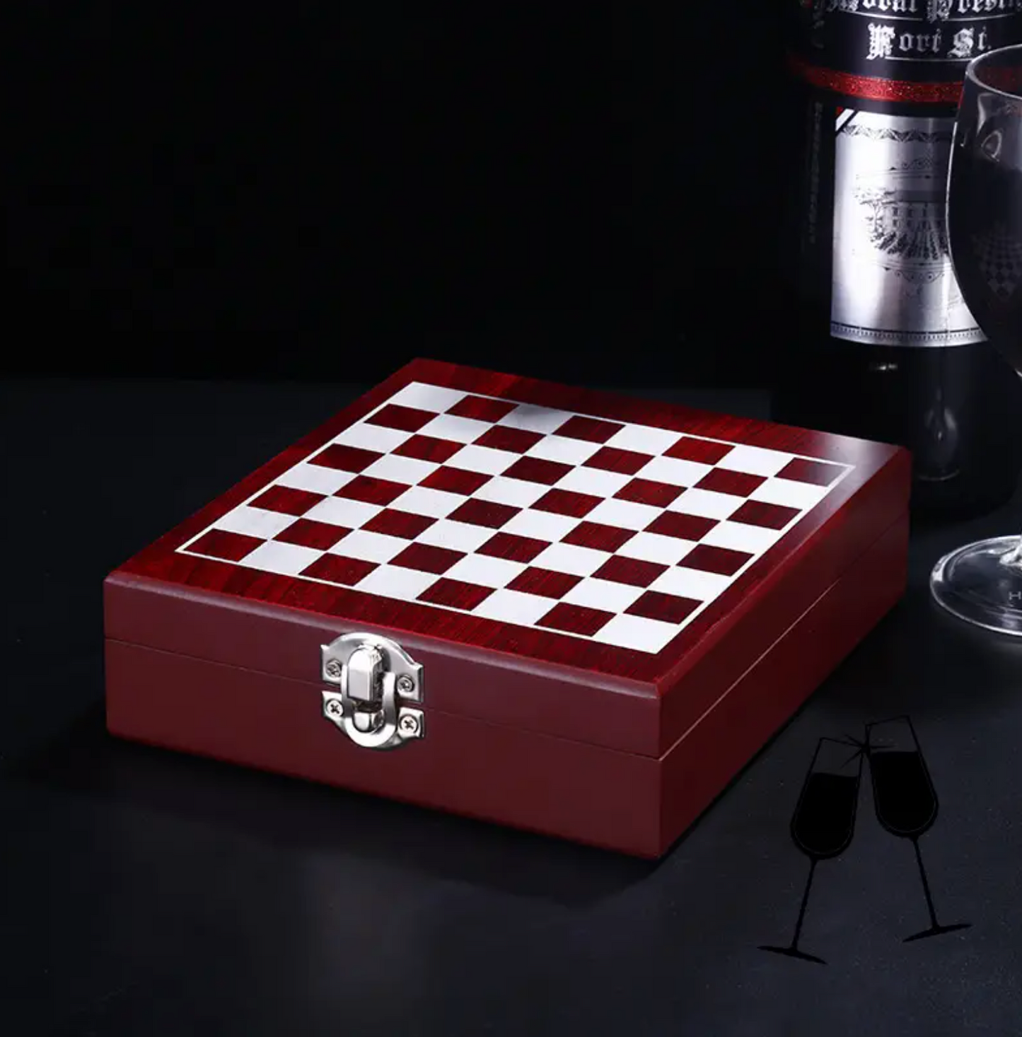 Deluxe Wooden Chess Set with Seahorse Beer Bottle Opener