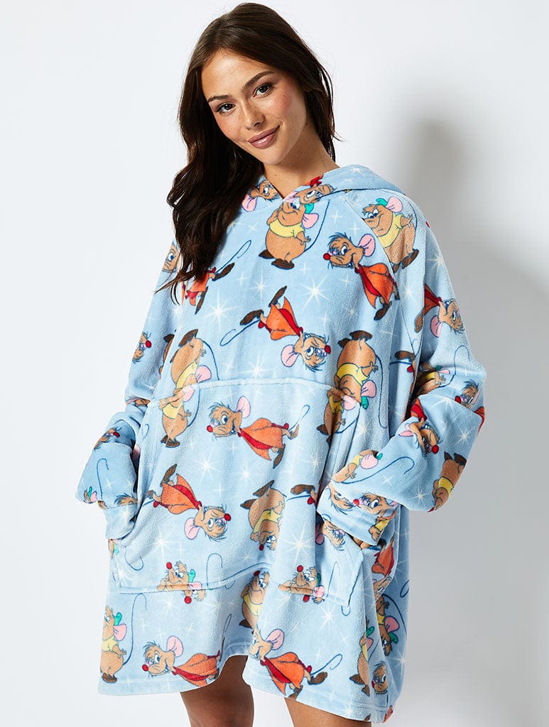 DISNEY JAQ AND GUS BLANKET HOODIE IN BLUE